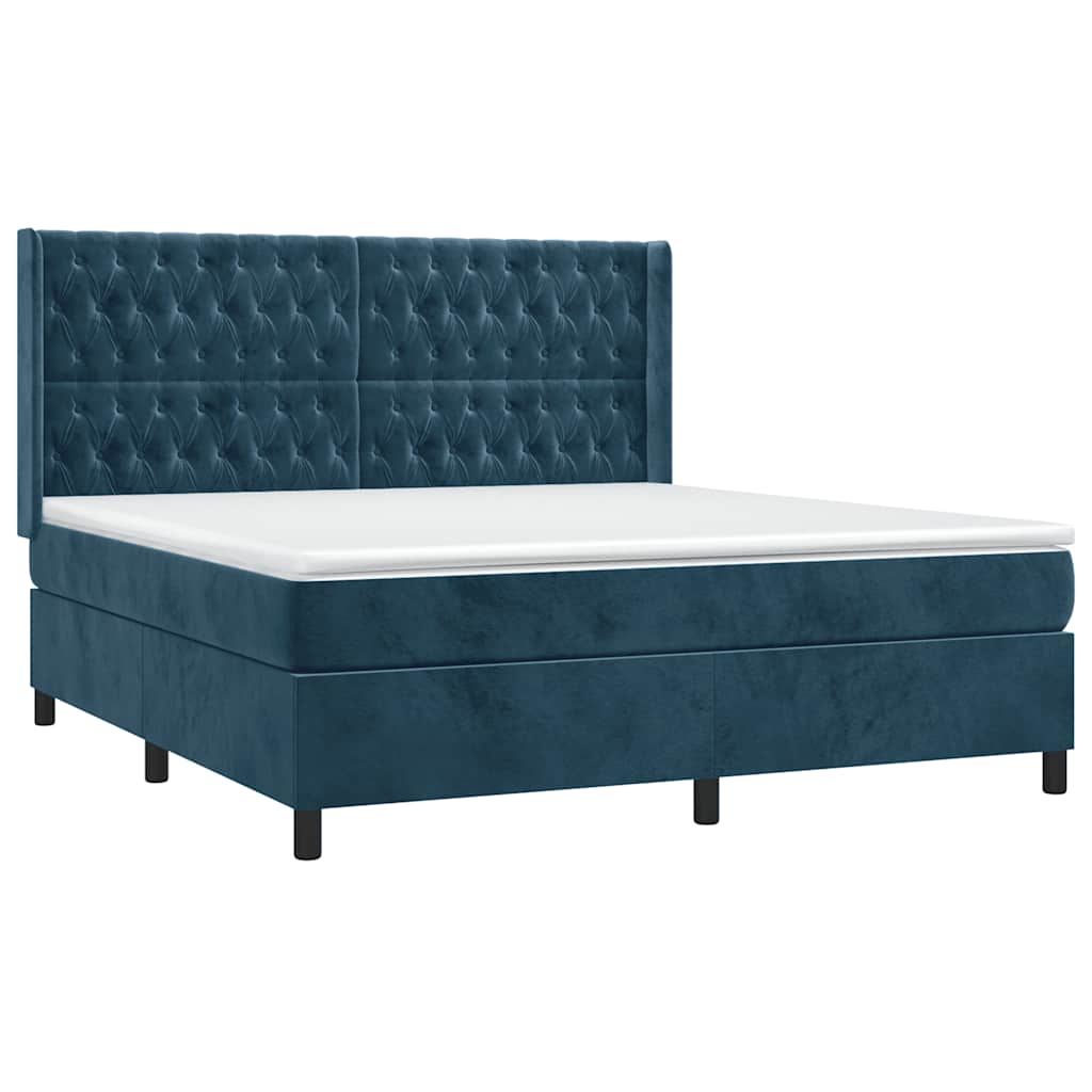 Sommier à lattes de lit matelas et LED Bleu foncé 160x200 cm - XIOS