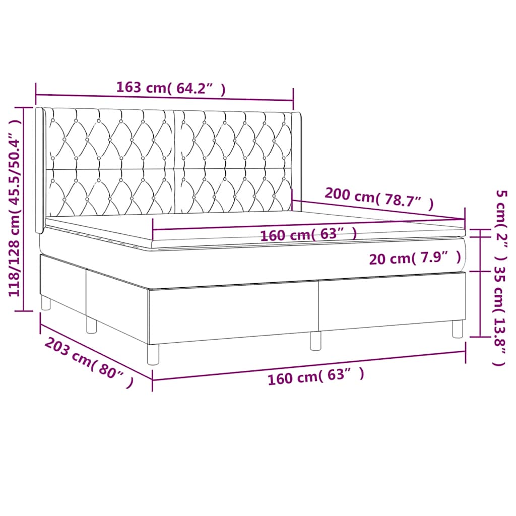 Sommier à lattes de lit matelas et LED Bleu foncé 160x200 cm - XIOS