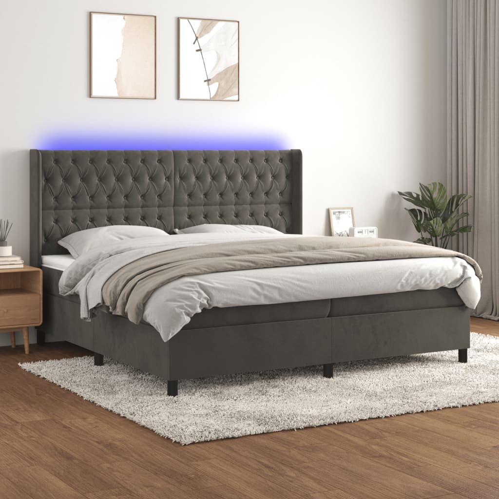 Sommier à lattes de lit matelas et LED Gris foncé 200x200 cm - XIOS