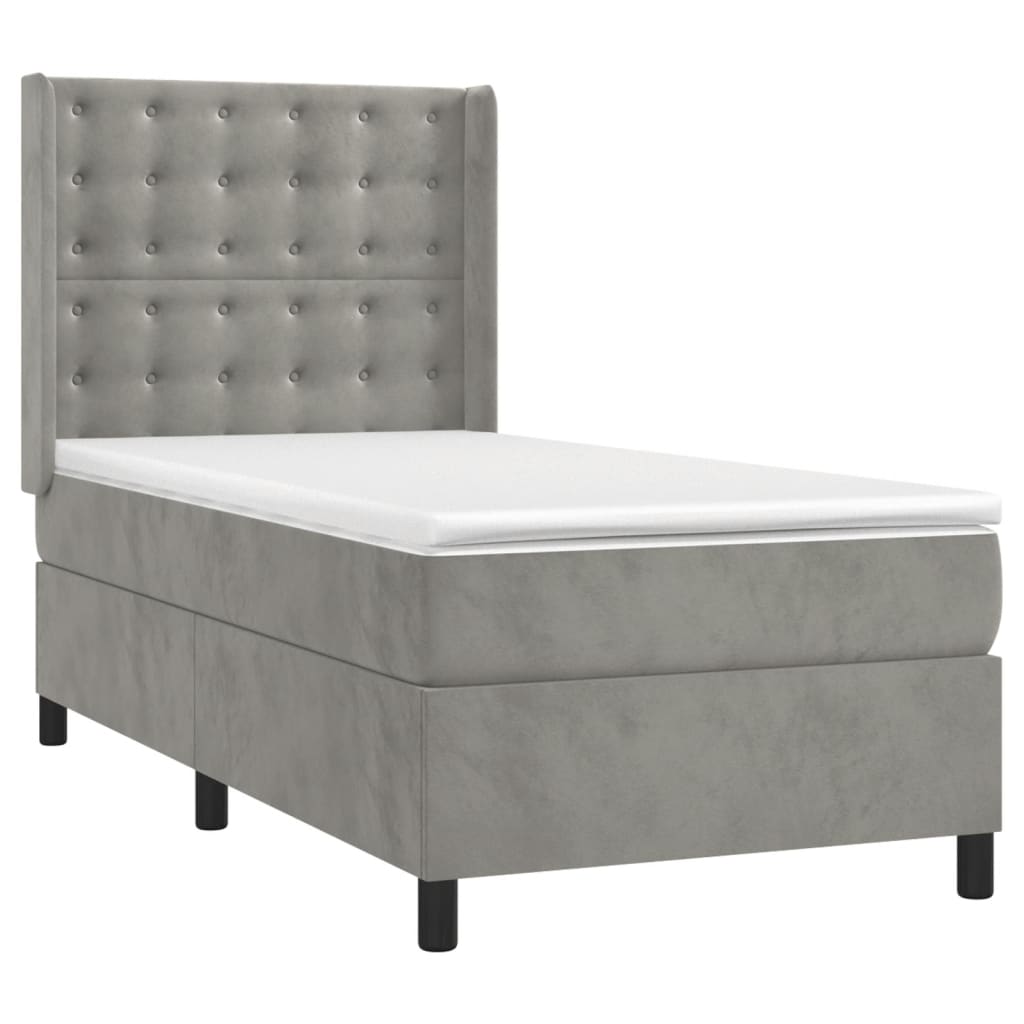 Sommier à lattes de lit matelas LED Gris clair 80x200cm Velours - XIOS