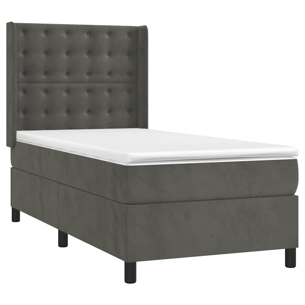 Sommier à lattes de lit matelas LED Gris foncé 80x200cm Velours - XIOS