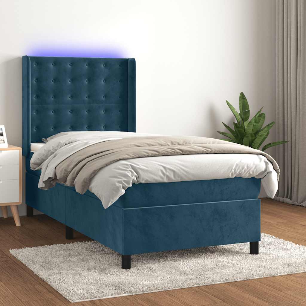 Sommier à lattes de lit matelas LED Bleu foncé 80x200cm Velours - XIOS
