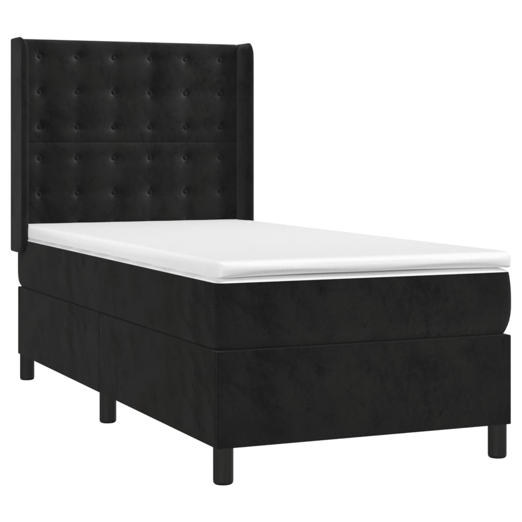Sommier à lattes de lit matelas et LED Noir 90x190 cm Velours - XIOS