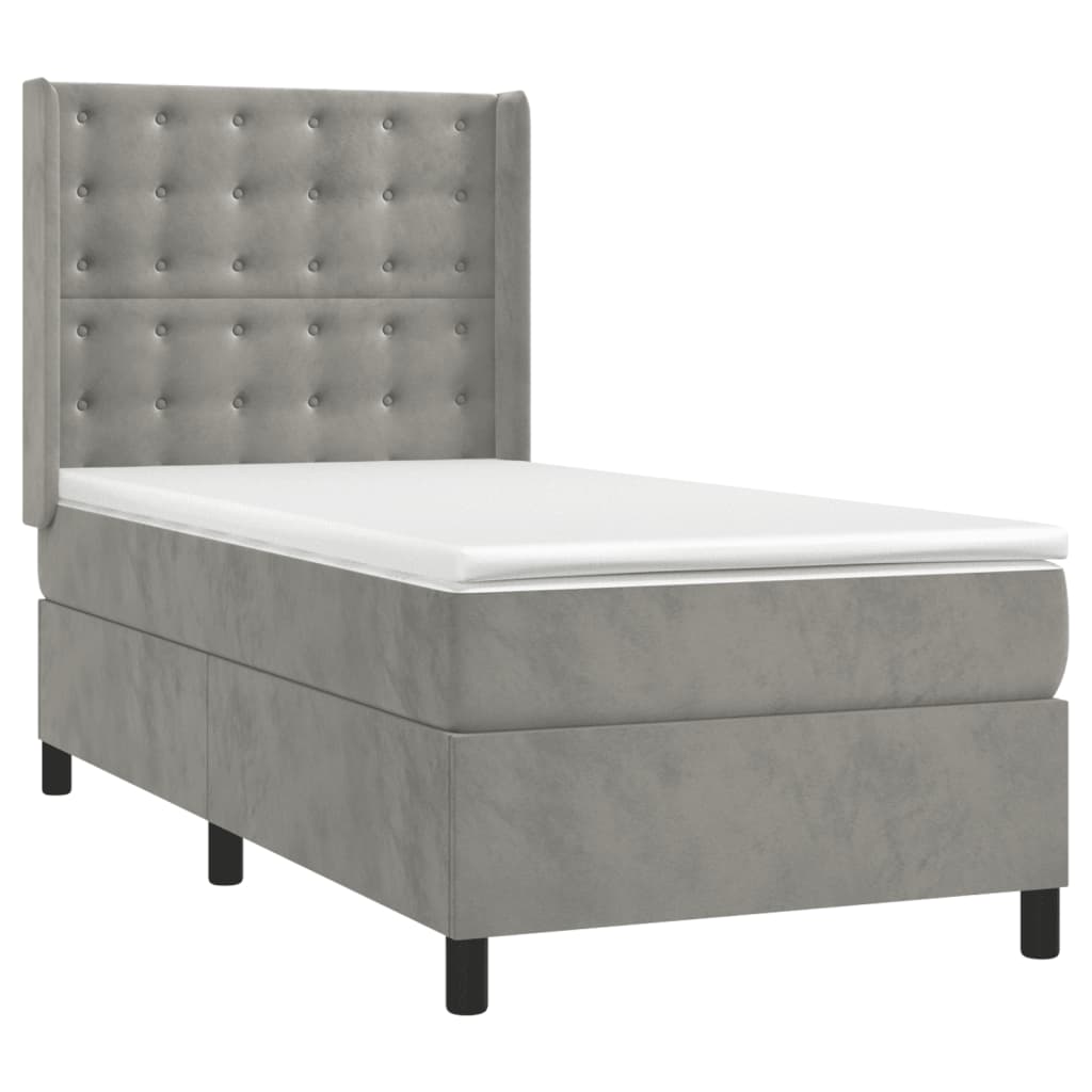 Sommier à lattes de lit matelas LED Gris clair 90x200cm Velours - XIOS