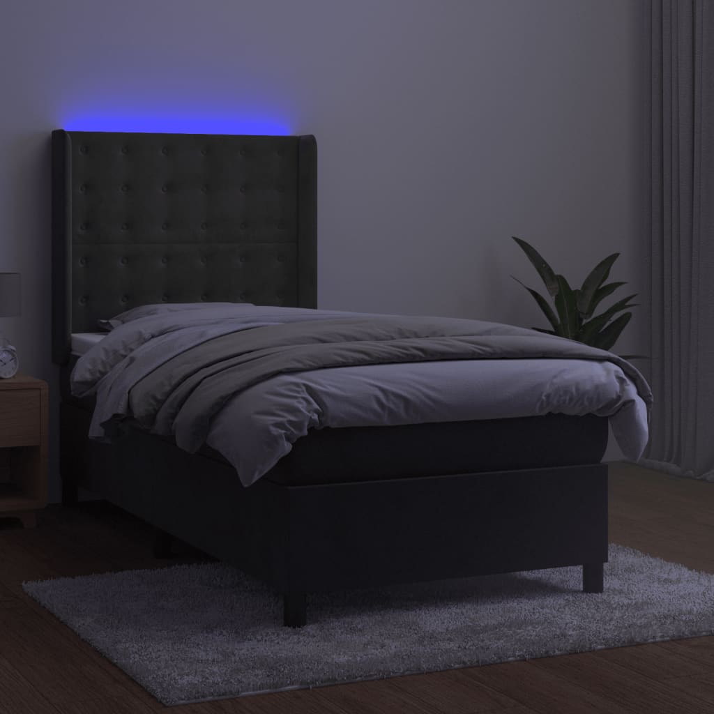 Sommier à lattes de lit matelas LED Gris foncé 90x200cm Velours - XIOS