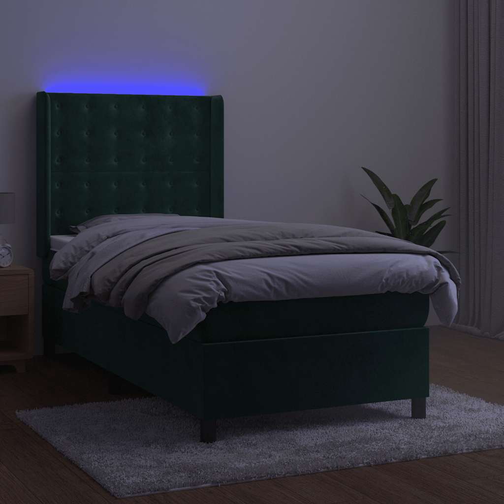 Sommier à lattes de lit matelas LED Vert foncé 90x200cm Velours - XIOS