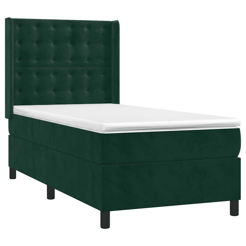 Sommier à lattes de lit matelas LED Vert foncé 90x200cm Velours - XIOS