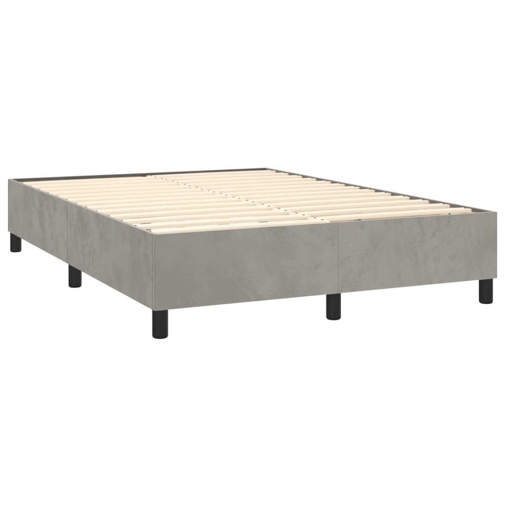 Sommier à lattes de lit matelas et LED Gris clair 140x190 cm - XIOS