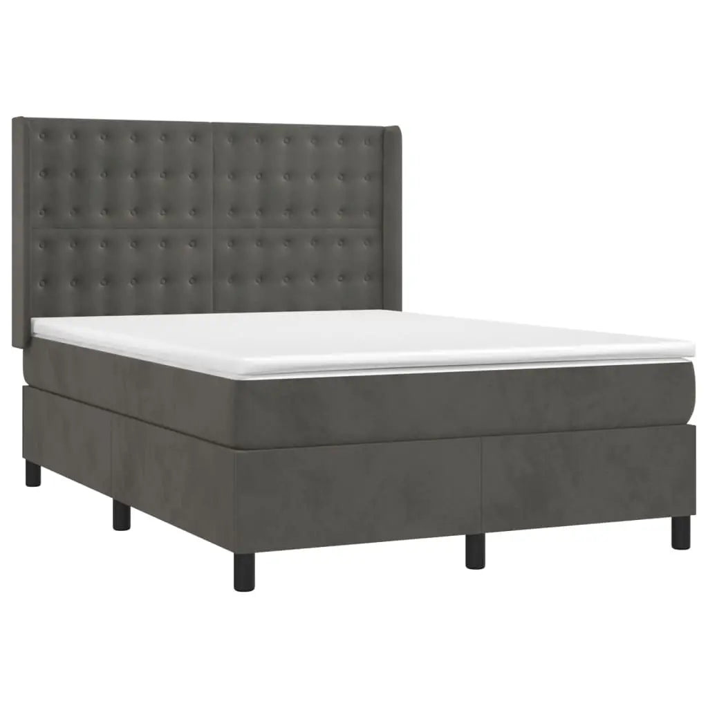 Sommier à lattes de lit matelas et LED Gris foncé 140x190 cm - XIOS