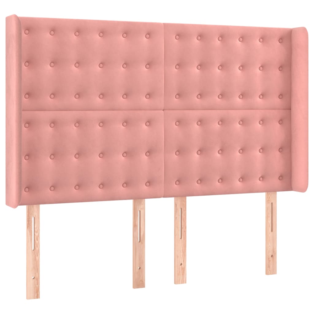 Sommier à lattes de lit matelas et LED Rose 140x190 cm Velours - XIOS