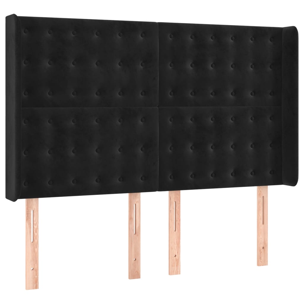Sommier à lattes de lit matelas et LED Noir 140x200 cm Velours
