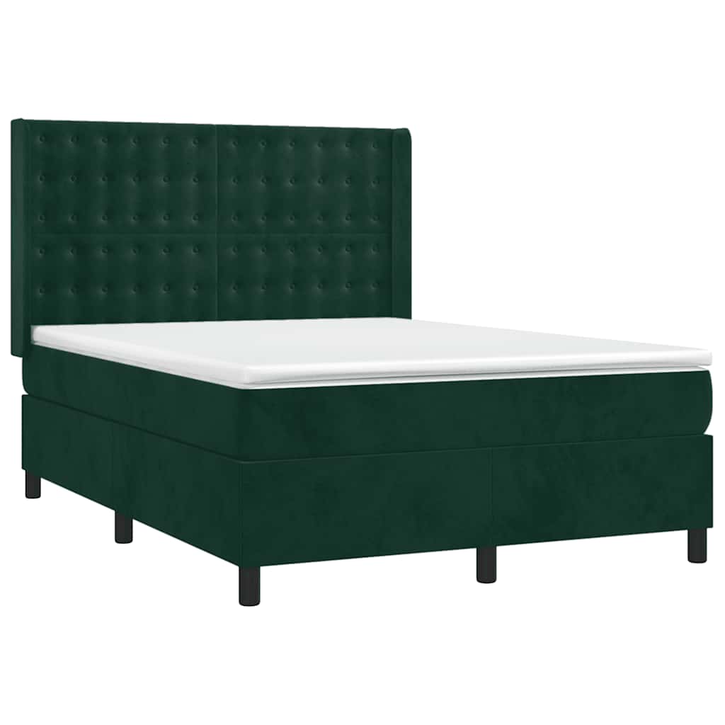 Sommier à lattes de lit matelas et LED Vert foncé 140x200 cm - XIOS