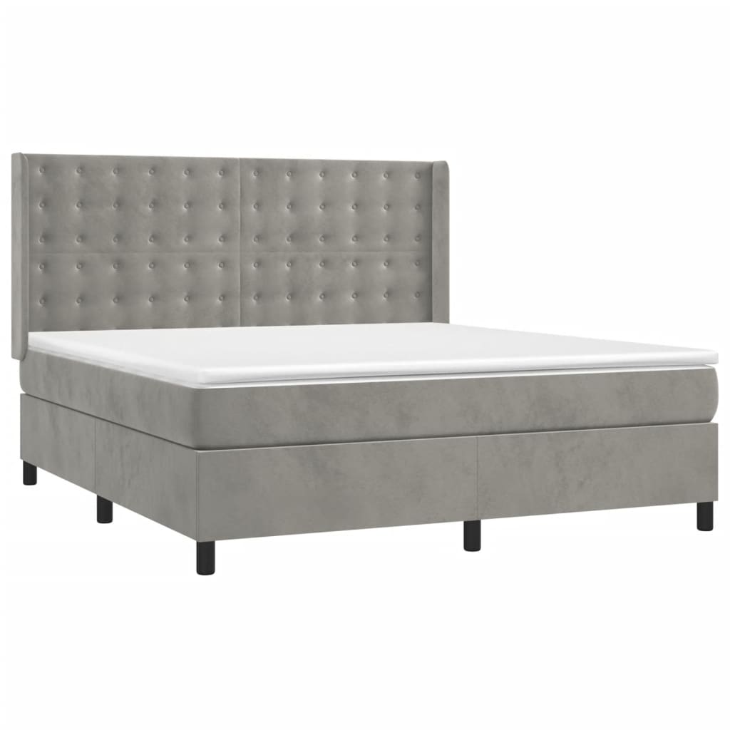 Sommier à lattes de lit matelas et LED Gris clair 160x200 cm - XIOS