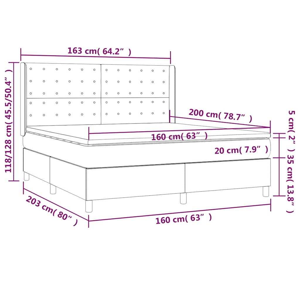 Sommier à lattes de lit matelas et LED Vert foncé 160x200 cm - XIOS