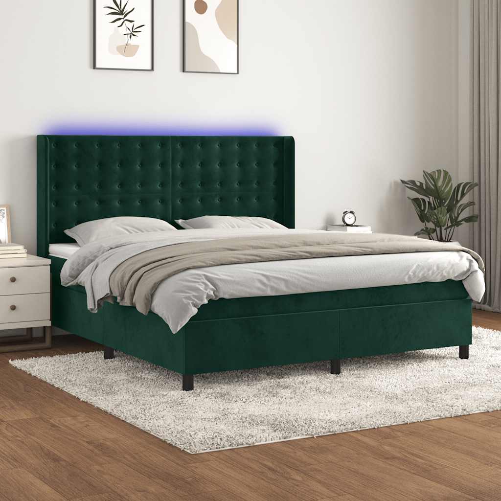 Sommier à lattes de lit matelas et LED Vert foncé 160x200 cm - XIOS