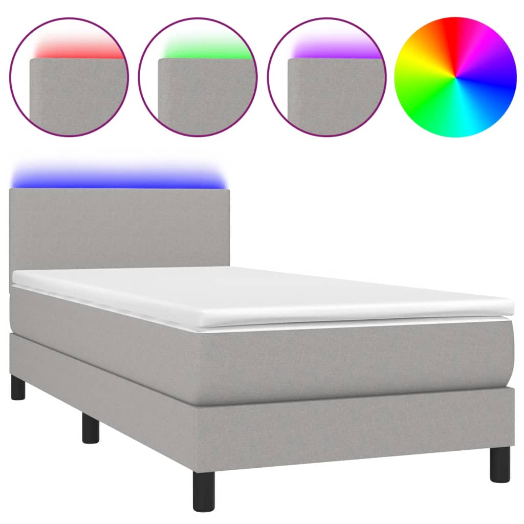 Sommier à lattes de lit avec matelas et LED Gris clair 90x200cm - XIOS