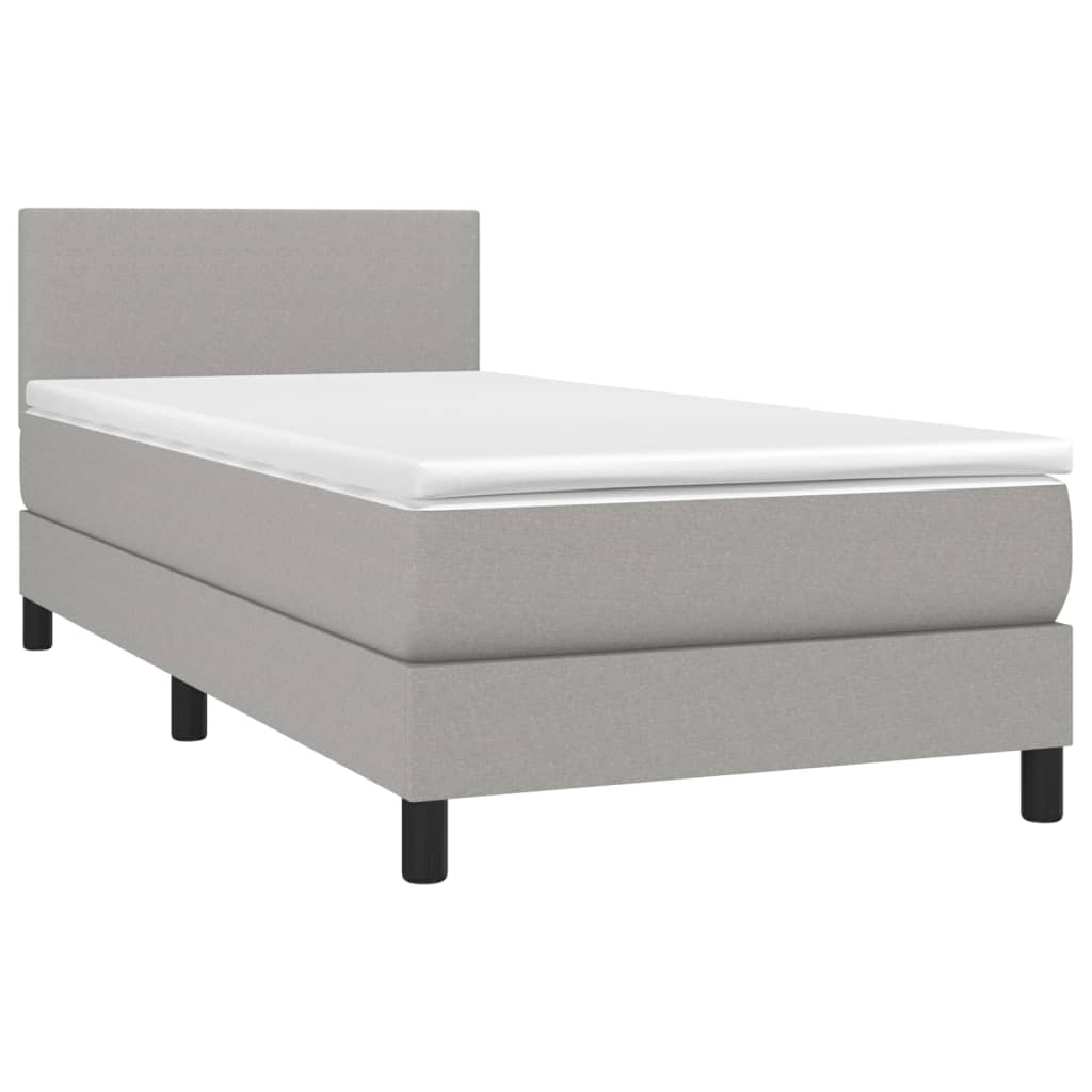 Sommier à lattes de lit matelas LED Gris clair 100x200 cm Tissu - XIOS