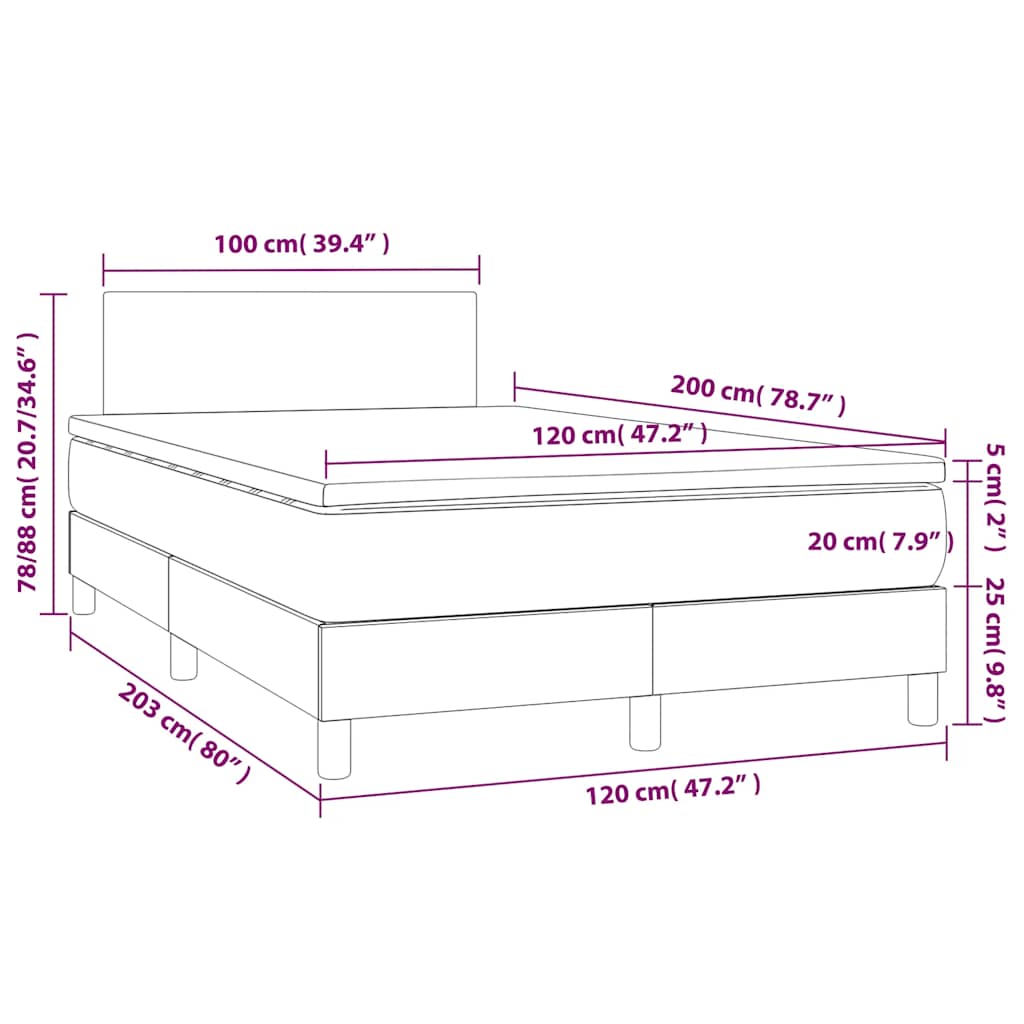 Sommier à lattes de lit avec matelas LED Noir 120x200 cm Tissu - XIOS
