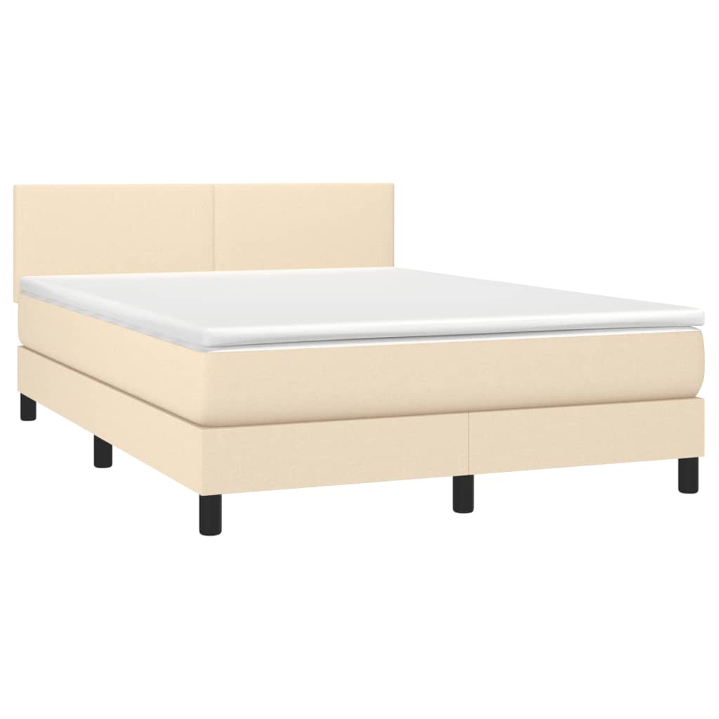 Sommier à lattes de lit avec matelas LED Crème 140x190 cm Tissu - XIOS