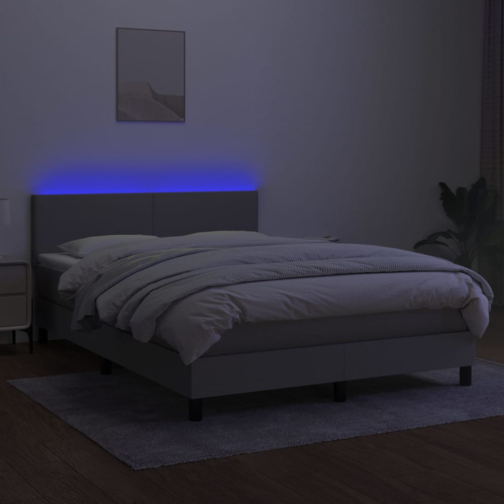 Sommier à lattes de lit et matelas et LED Gris clair 140x200 cm - XIOS