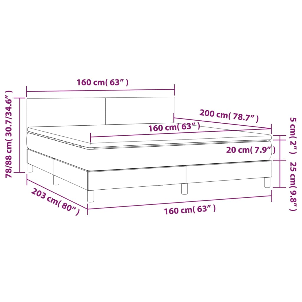 Sommier à lattes de lit avec matelas LED Noir 160x200 cm Tissu - XIOS