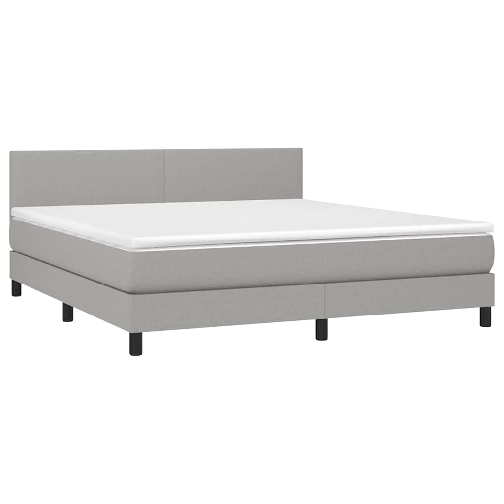 Sommier à lattes de lit et matelas et LED Gris clair 180x200 cm