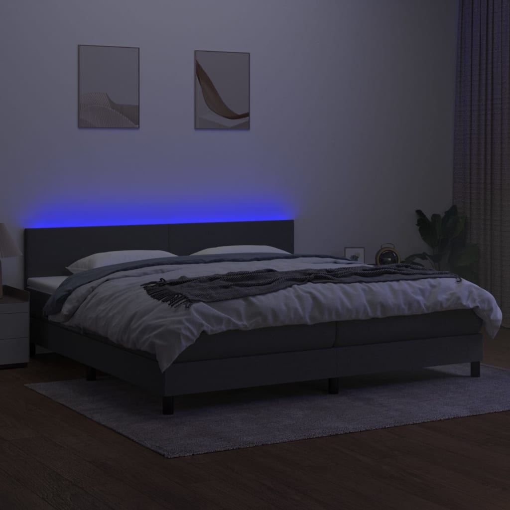 Sommier à lattes de lit et matelas et LED Gris foncé 200x200 cm - XIOS