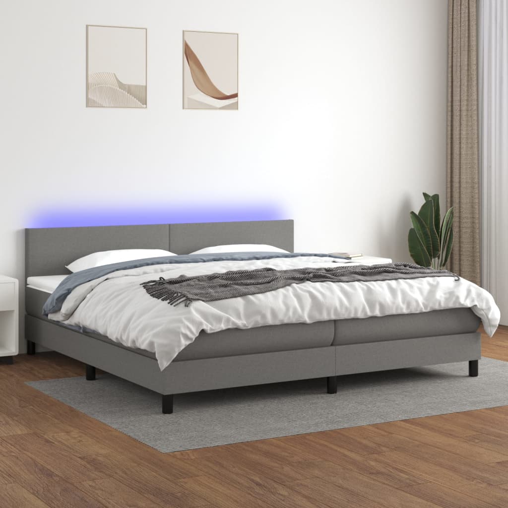 Sommier à lattes de lit et matelas et LED Gris foncé 200x200 cm - XIOS