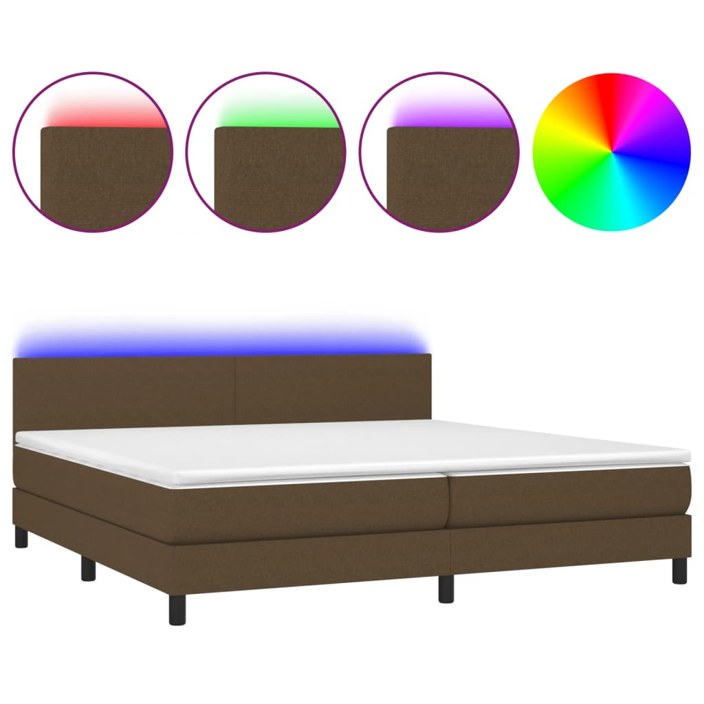 Sommier à lattes de lit matelas et LED Marron foncé 200x200 cm - XIOS