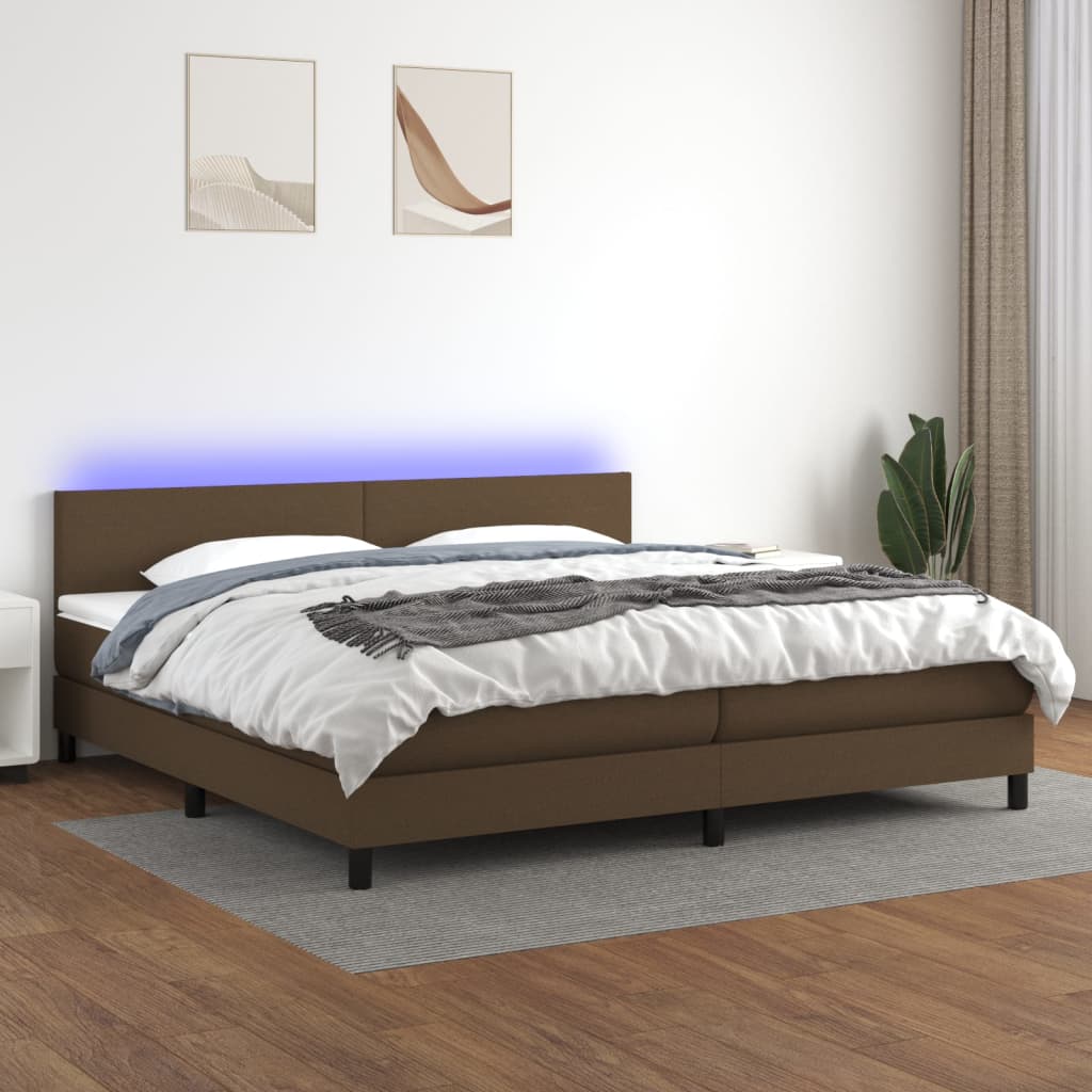 Sommier à lattes de lit matelas et LED Marron foncé 200x200 cm - XIOS