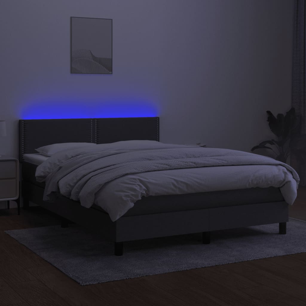Sommier à lattes de lit et matelas et LED Gris foncé 140x190 cm - XIOS