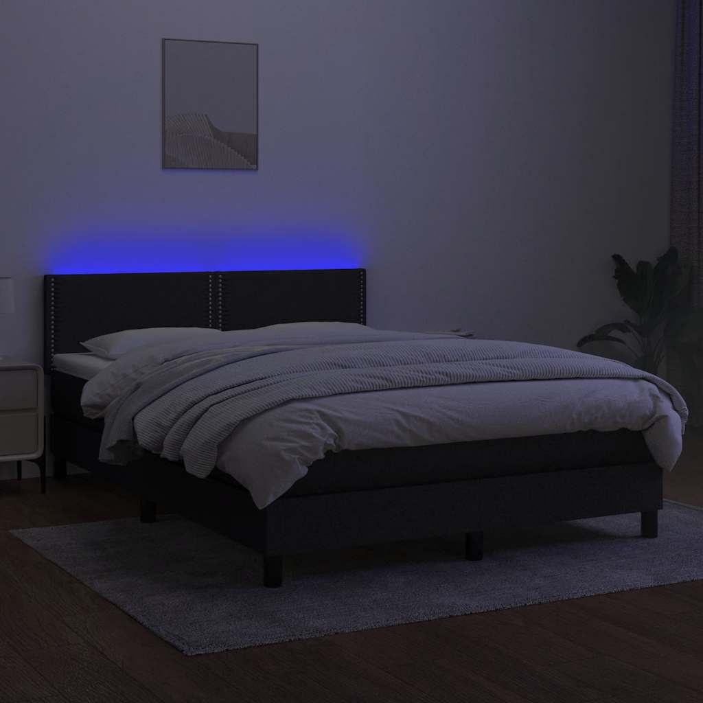Sommier à lattes de lit avec matelas LED Noir 140x190 cm Tissu - XIOS