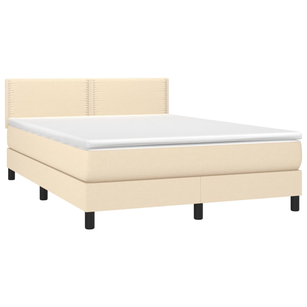 Sommier à lattes de lit avec matelas LED Crème 140x190 cm Tissu - XIOS