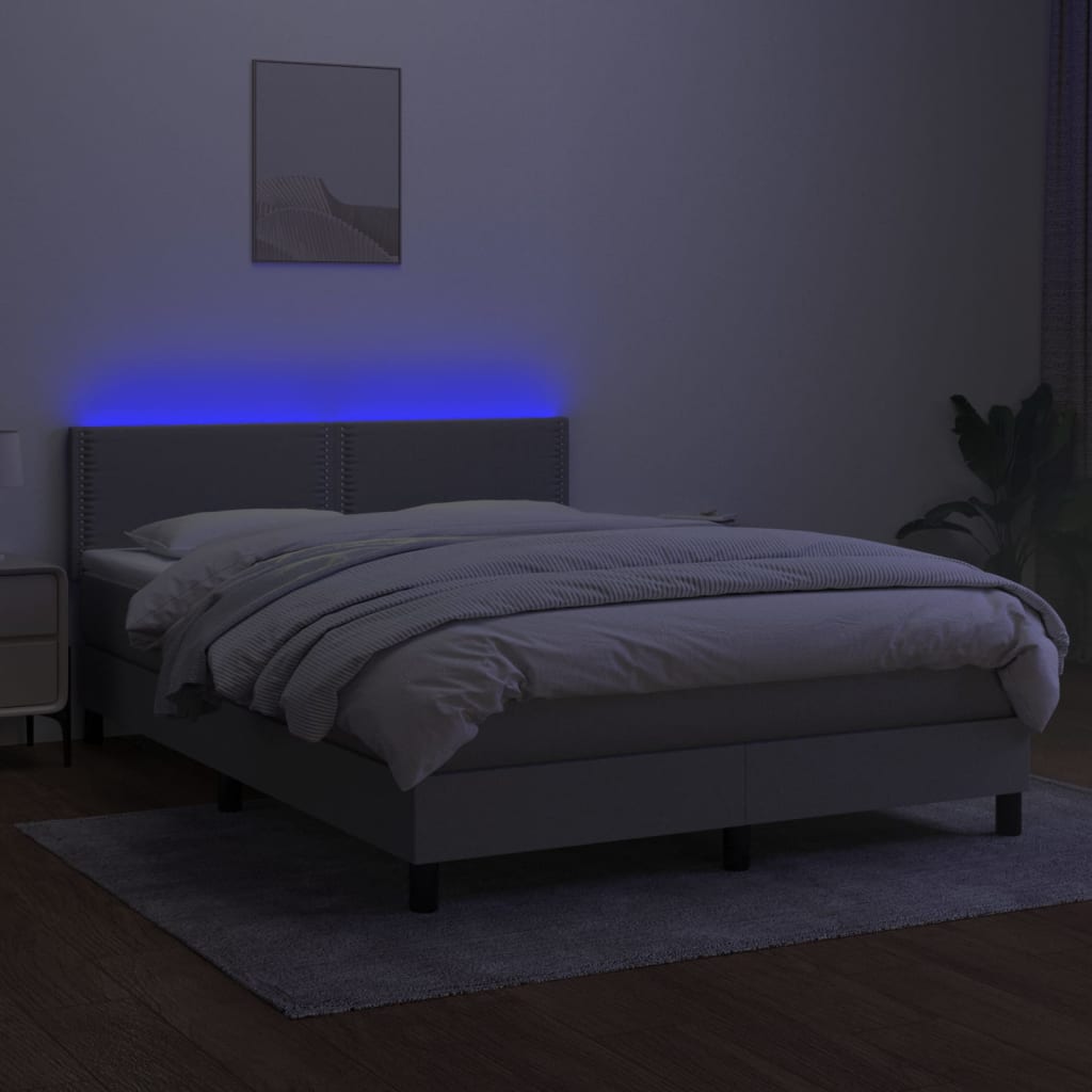 Sommier à lattes de lit et matelas et LED Gris clair 140x200 cm - XIOS