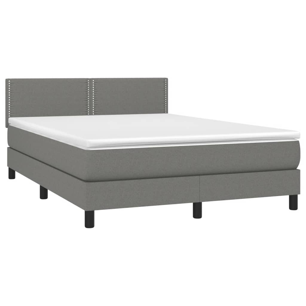 Sommier à lattes de lit et matelas et LED Gris foncé 140x200 cm - XIOS
