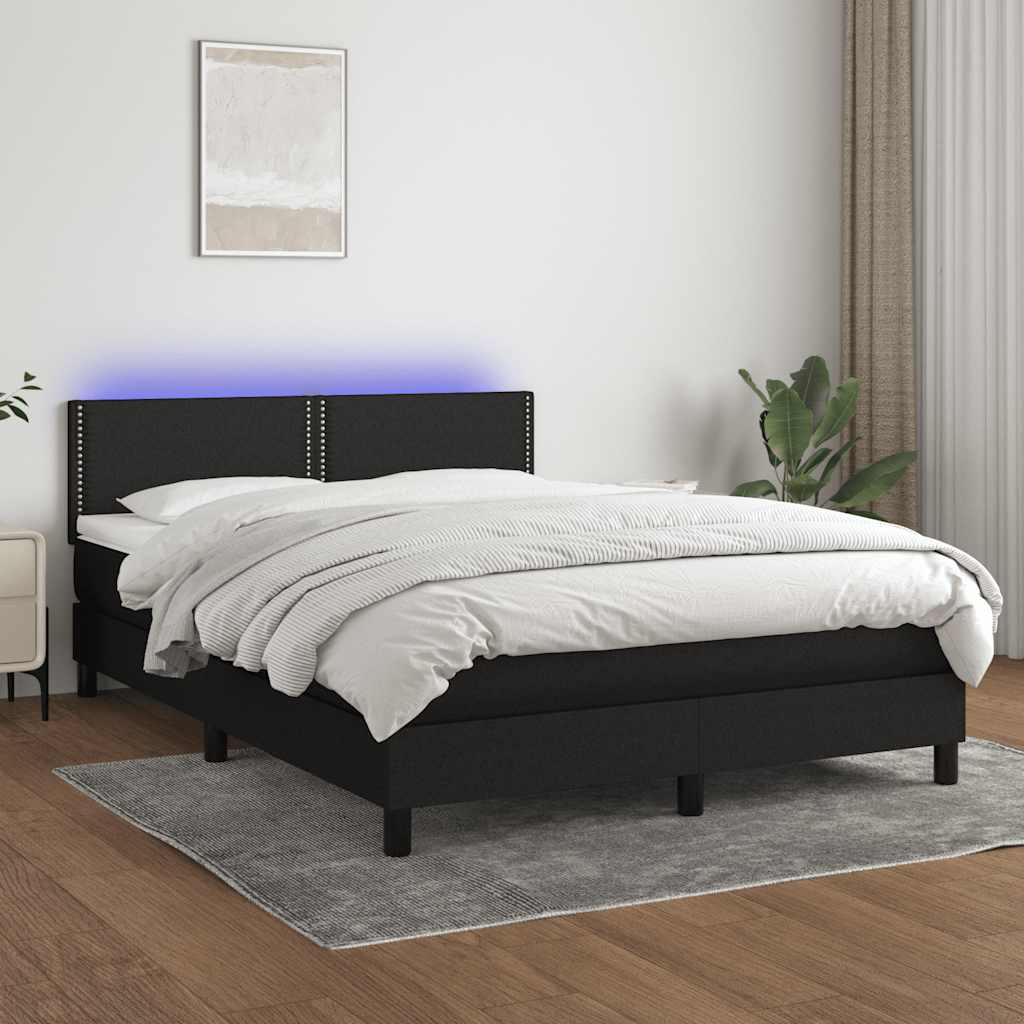 Sommier à lattes de lit avec matelas LED Noir 140x200 cm Tissu - XIOS