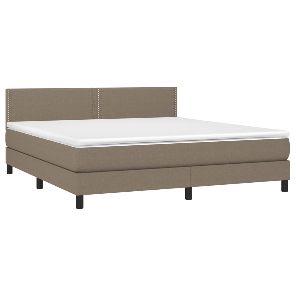 Sommier à lattes de lit avec matelas LED Taupe 180x200 cm Tissu - XIOS