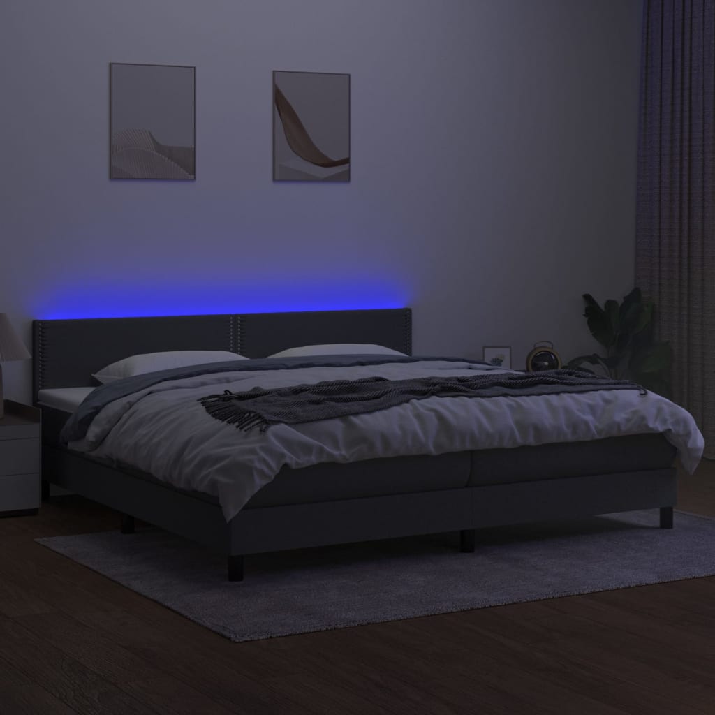 Sommier à lattes de lit et matelas et LED Gris foncé 200x200 cm - XIOS