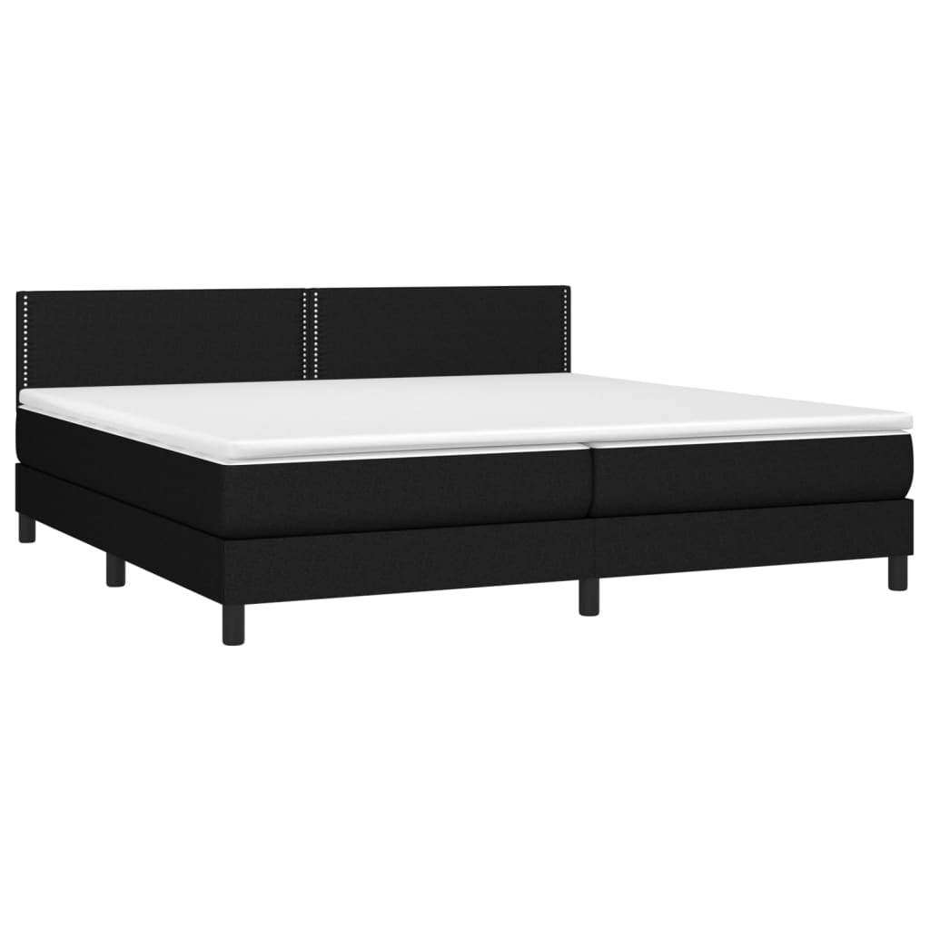 Sommier à lattes de lit et matelas et LED Noir 200x200 cm Tissu - XIOS