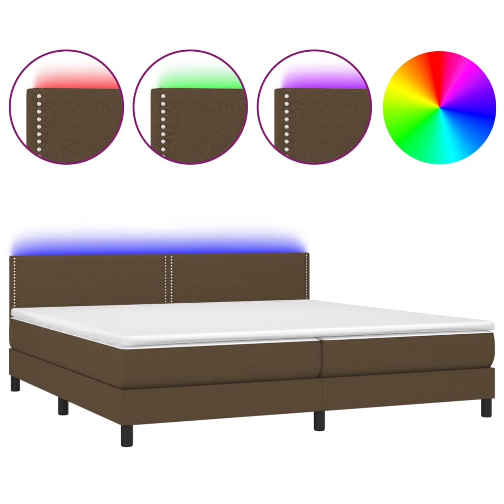 Sommier à lattes de lit matelas et LED Marron foncé 200x200 cm - XIOS