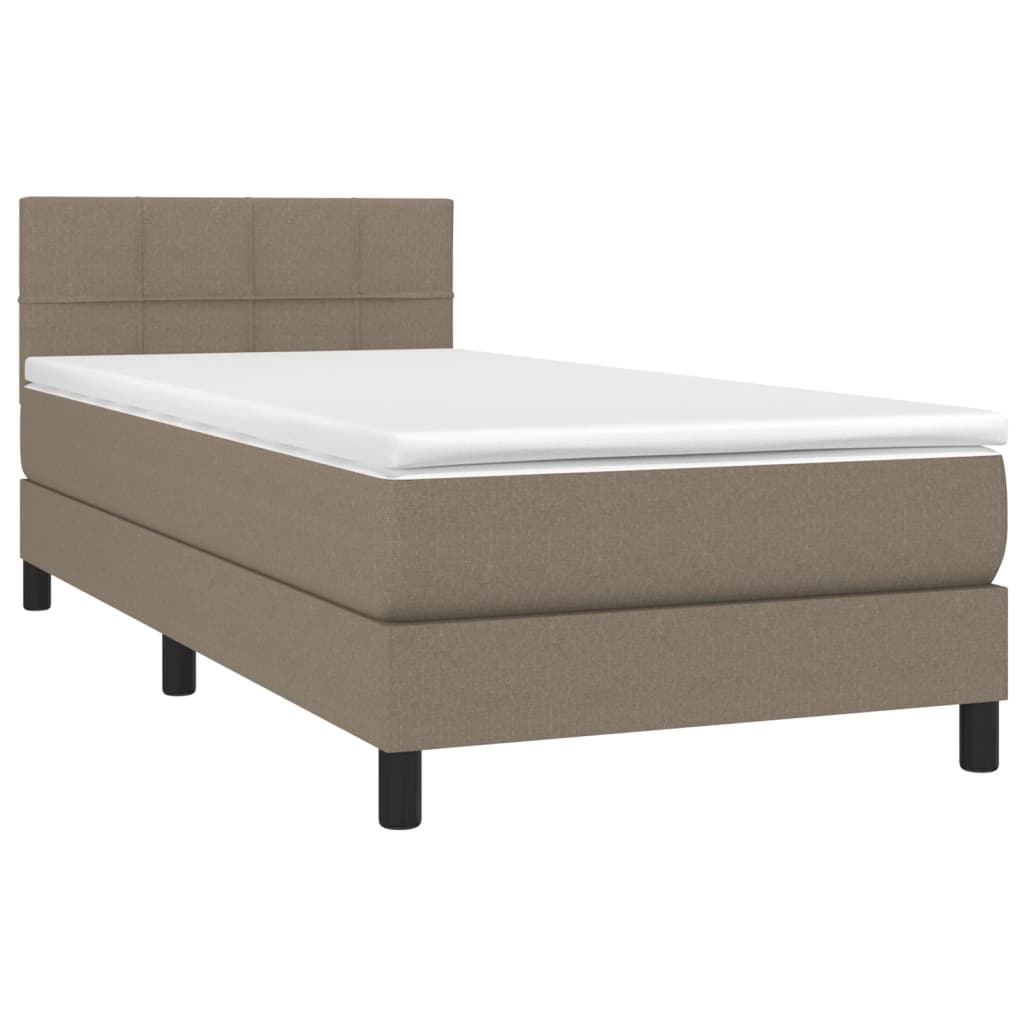 Sommier à lattes de lit avec matelas LED Taupe 90x190 cm Tissu - XIOS