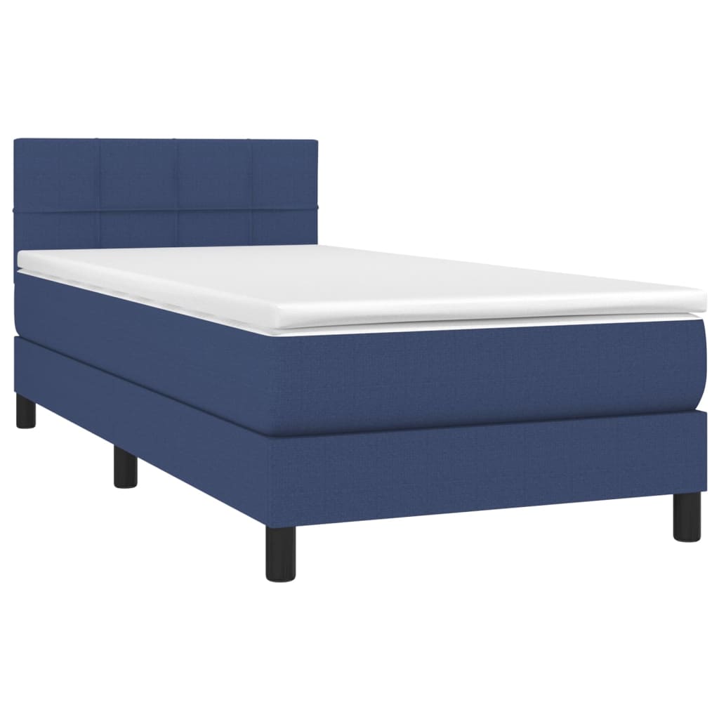 Sommier à lattes de lit avec matelas et LED Bleu 90x190cm Tissu - XIOS