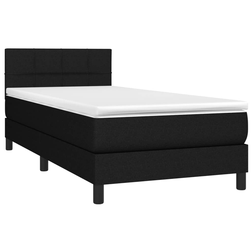 Sommier à lattes de lit avec matelas et LED Noir 90x200cm Tissu - XIOS