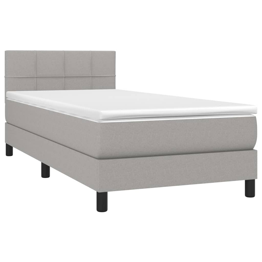 Sommier à lattes de lit matelas LED Gris clair 100x200 cm Tissu - XIOS