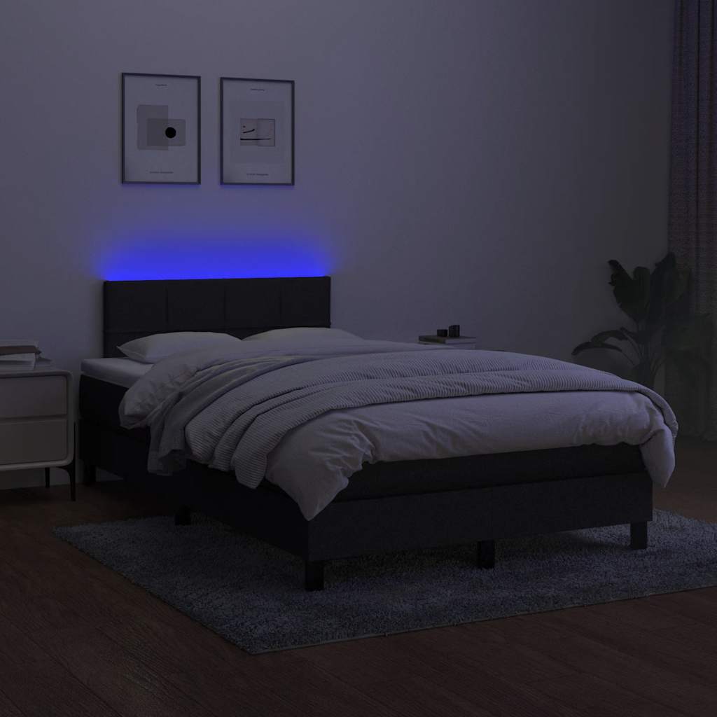 Sommier à lattes de lit avec matelas LED Noir 120x200 cm Tissu - XIOS
