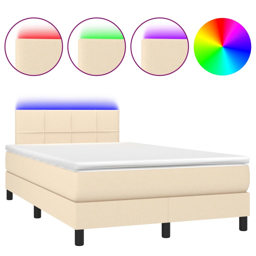 Sommier à lattes de lit avec matelas LED Crème 120x200 cm Tissu - XIOS