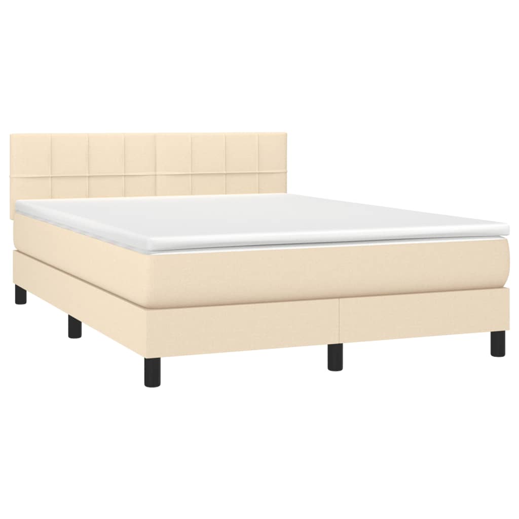 Sommier à lattes de lit avec matelas LED Crème 140x190 cm Tissu - XIOS
