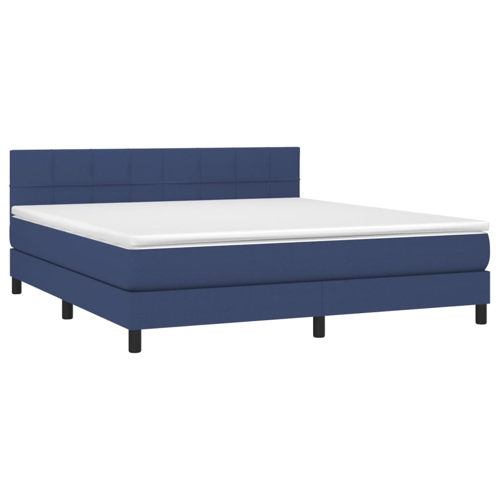 Sommier à lattes de lit avec matelas LED Bleu 160x200 cm Tissu - XIOS