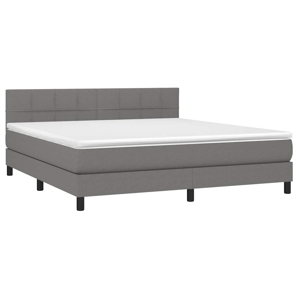 Sommier à lattes de lit et matelas et LED Gris foncé 180x200 cm