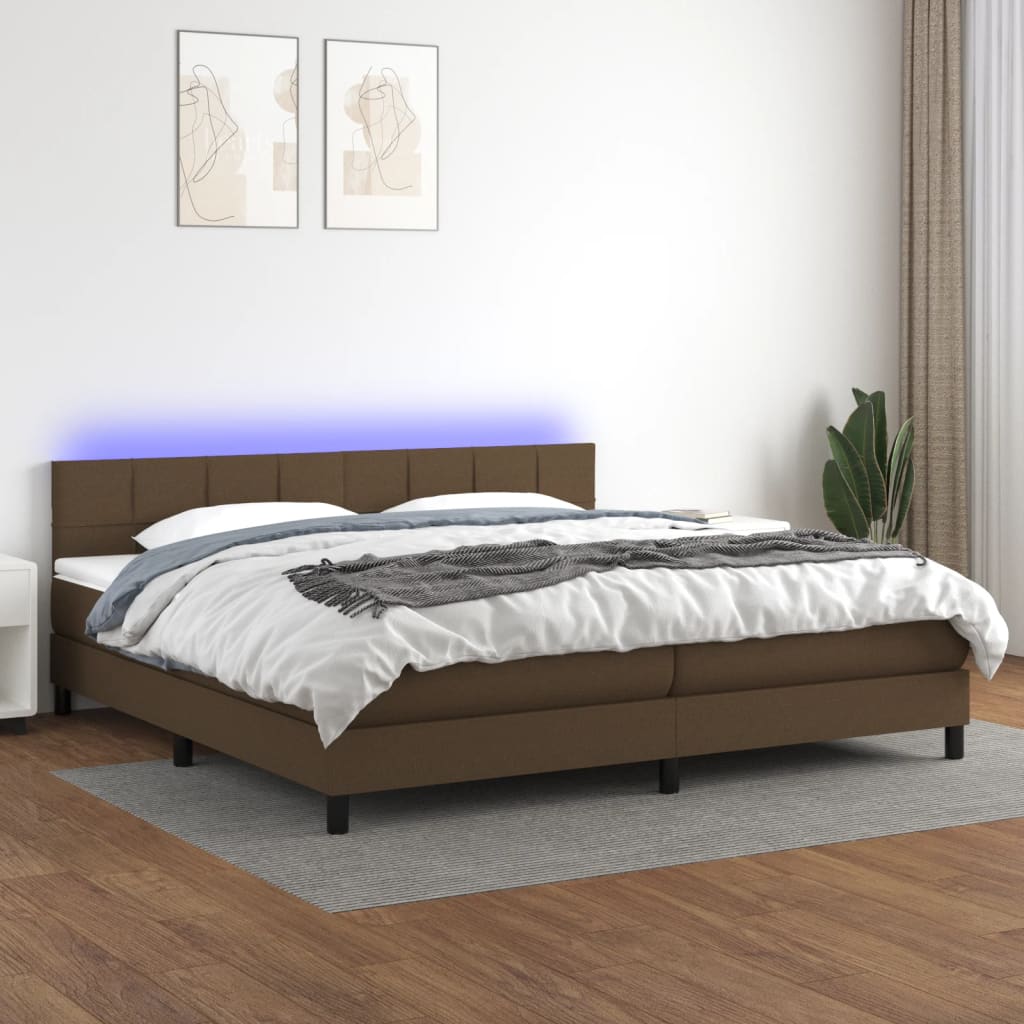 Sommier à lattes de lit matelas et LED Marron foncé 200x200 cm - XIOS